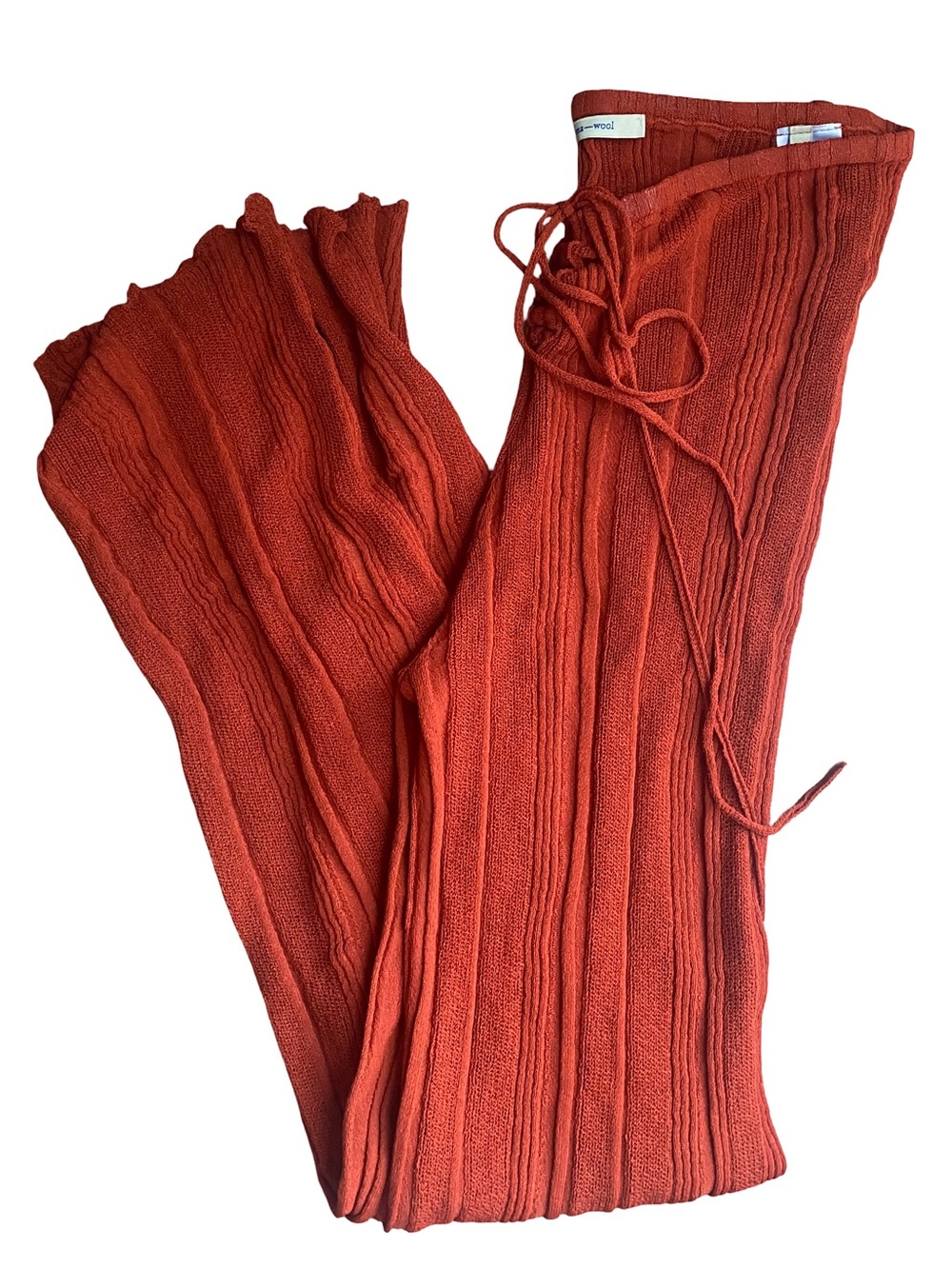Paloma Wool burnt orange ribbed lightweight stretch tie front pants size small